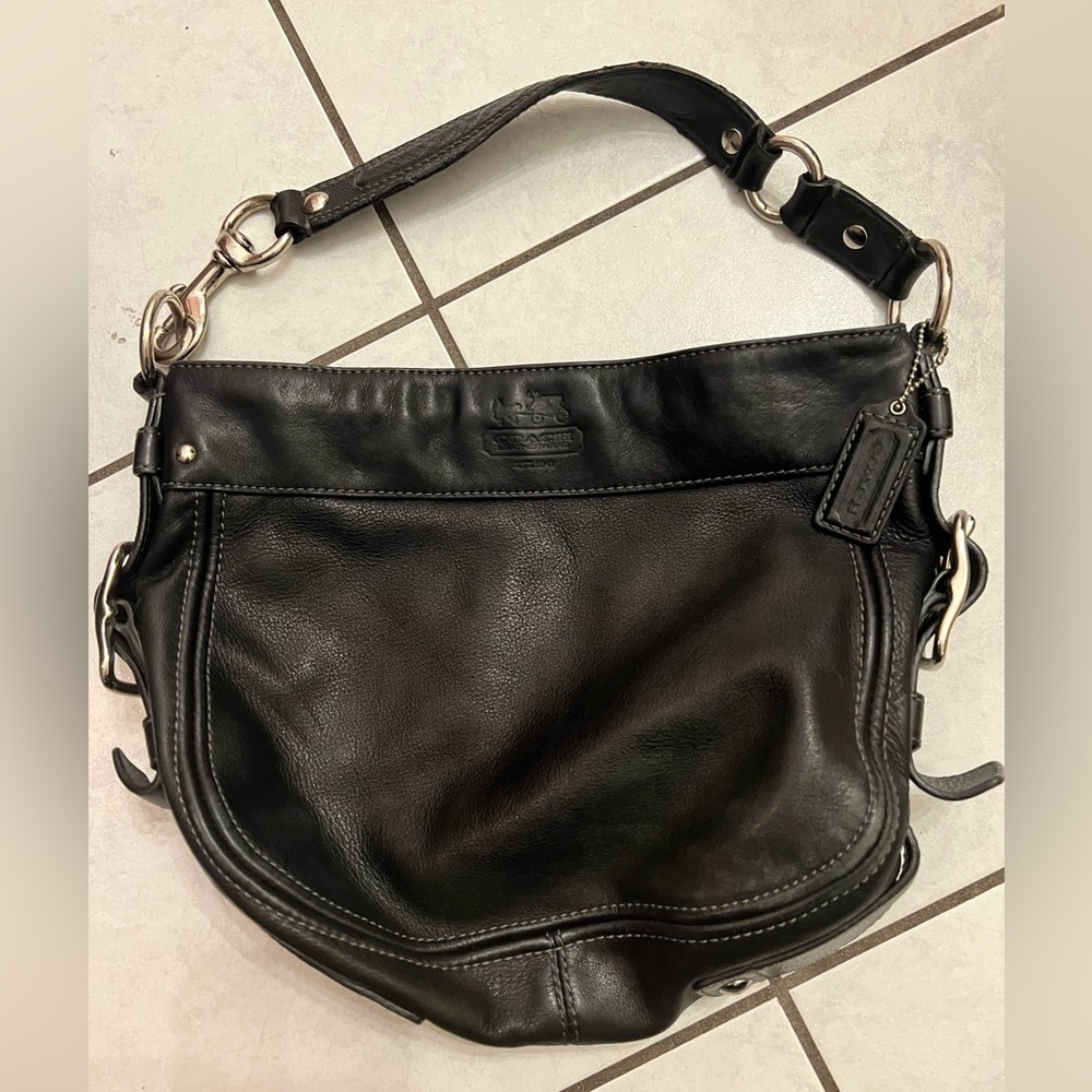 Coach Black Leather Hobo Bag